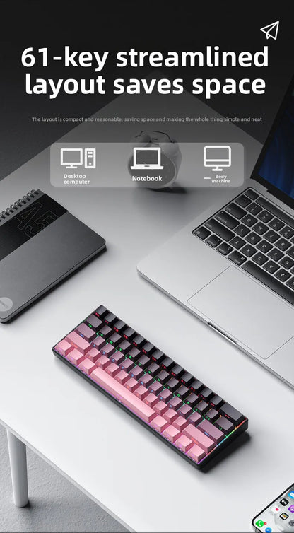 Bluetooth Wireless Mechanical Keyboards RGB Gamer Keyboard for Tablet Mechanical 60% iPad Backlit Mini USB Keyboard