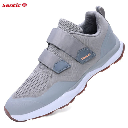 Buty rowerowe Santic – wielofunkcyjne buty do biegania, SPD, do użytku w pomieszczeniach i rekreacji, z gumową podeszwą, zapięciem na rzep, z siateczką 3D, unisex