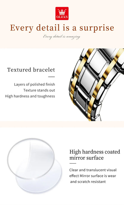 OLEVS 2891 Luxury Brand Fashion Women's Watches Waterproof Luminous Quartz Watch Dual Calendar Stainless Steel Strap Wristwatch