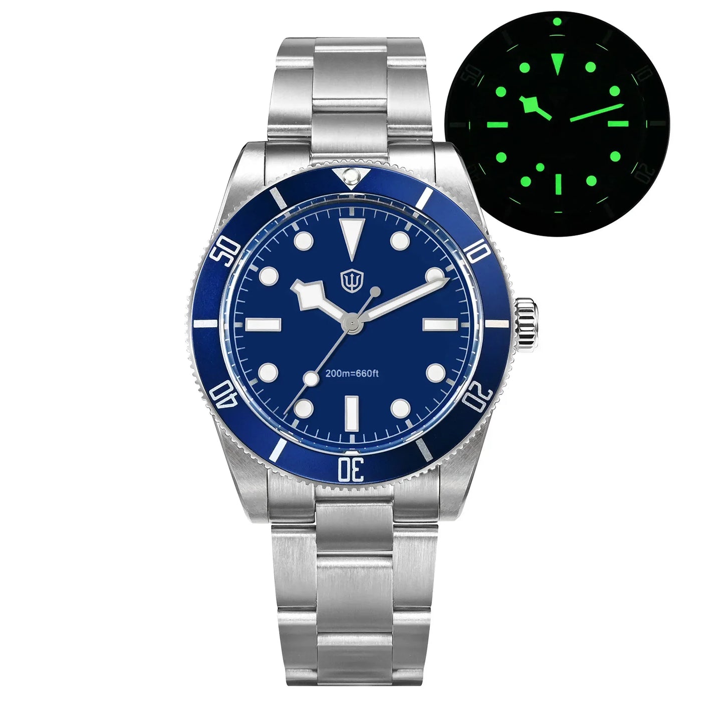 Watchdives WD7922 BB54 Watch VH31 Sweep Second Movement Sapphire Crystal 20bar Waterproof C3 Luminous 37mm Vintage Watches