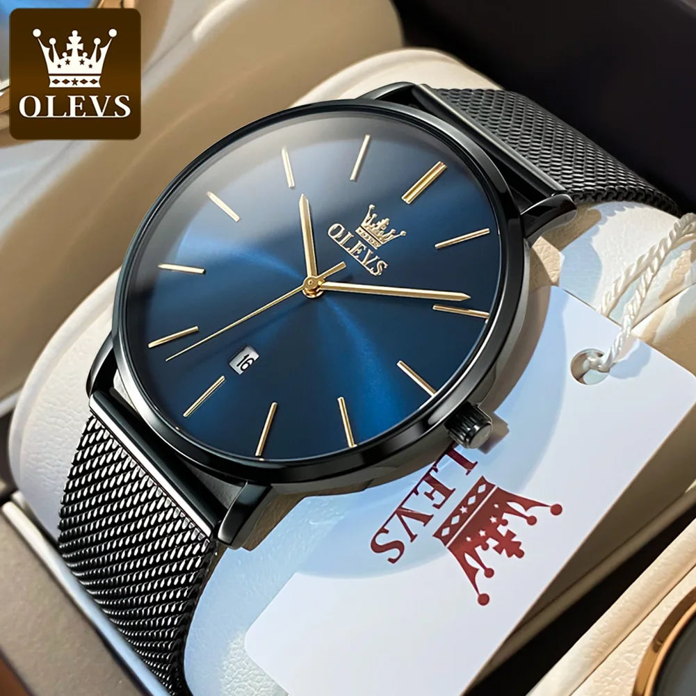 OLEVS 5869 Men's Watch Japan Quartz Movement Thin Case Fashion Waterproof Watch For Men Calendar Simple Original Male Wristwatch