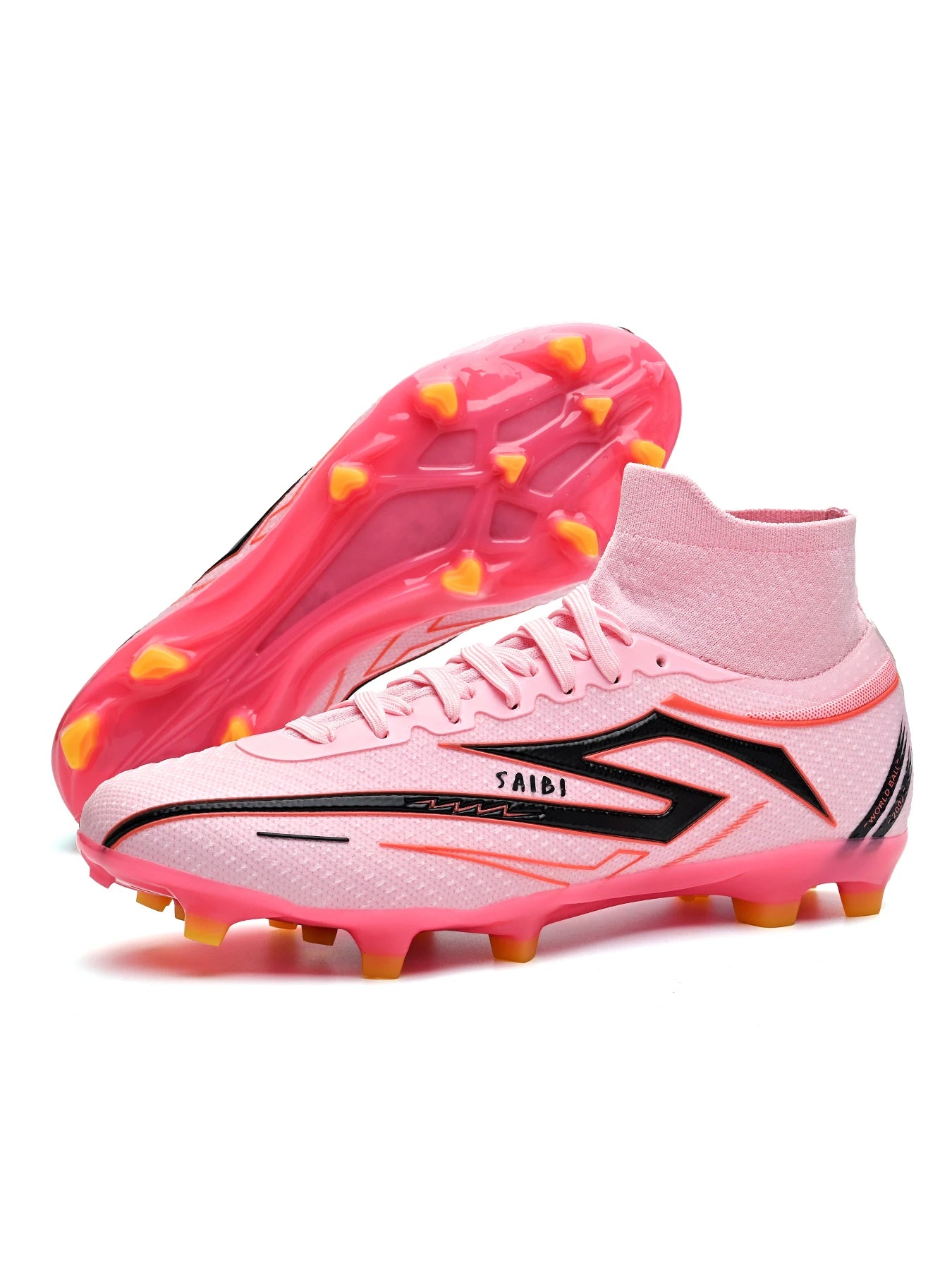 AG/FG Long Studs Soccer Shoes，PU Fabric Mixed Upper，TPU Sole Wear Resistant Anti Slip，Men Women Kids Youth Outdoor Sports