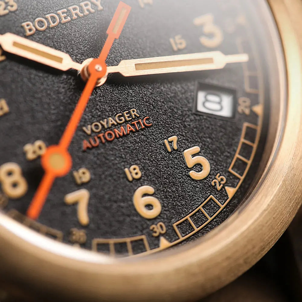 Boderry VOYAGER Field Watches Bronze Case Automatic For Seiko NH35 Watch 100M Waterproof Clock Military Vintage Wristwatch Mens