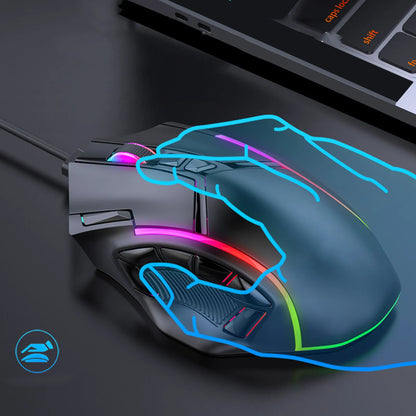 Rato Gaming RGB 12800DPI com Fio, 12 Teclas Macro, Acessórios de Substituição para Computador