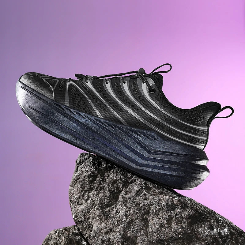 Men's High Platform Running Shoes | Breathable Mesh Athletic Sneakers | Rotating Buckle Quick Wear Casual Walking Shoes