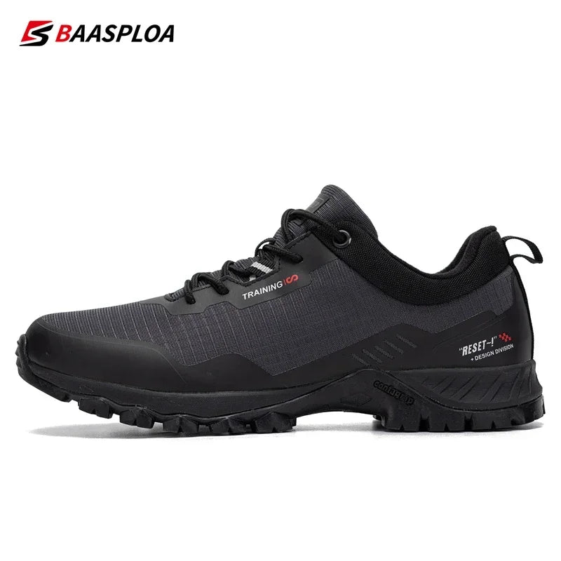 Baasploa Men's New Hiking Shoes Outdoor Waterproof Wear-Resistant Non-Slip Sneakers Male Casual Lightweight Lace-Up Walking Shoes