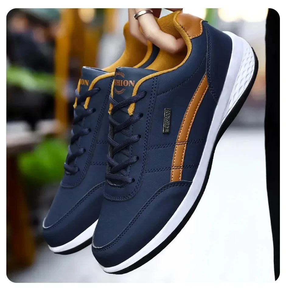 Leather Sneakers for Men, Casual Shoes, Soft Bottom, Outdoor Walking Shoe, Sports, Four Seasons