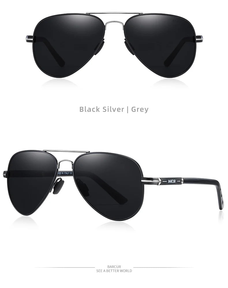 BARCUR Polarized Mens Sunglasses Pilot Sun Glasses for Men Accessories Driving Fishing Hiking Eyewear Oculos Gafas De Sol