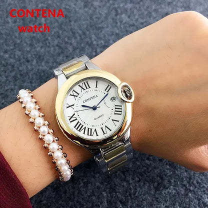 New Brand Luxury Stainless Steel Men and Women Luxury Atmosphere Quartz Watches Fashion Blue Balloon Women Date Watch Suit