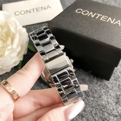 CONTENA Women's Top Brand Quartz Watch Classic Elegant Ladies Watch Luxury Stainless Steel Women Wristwatch Clock montre femme