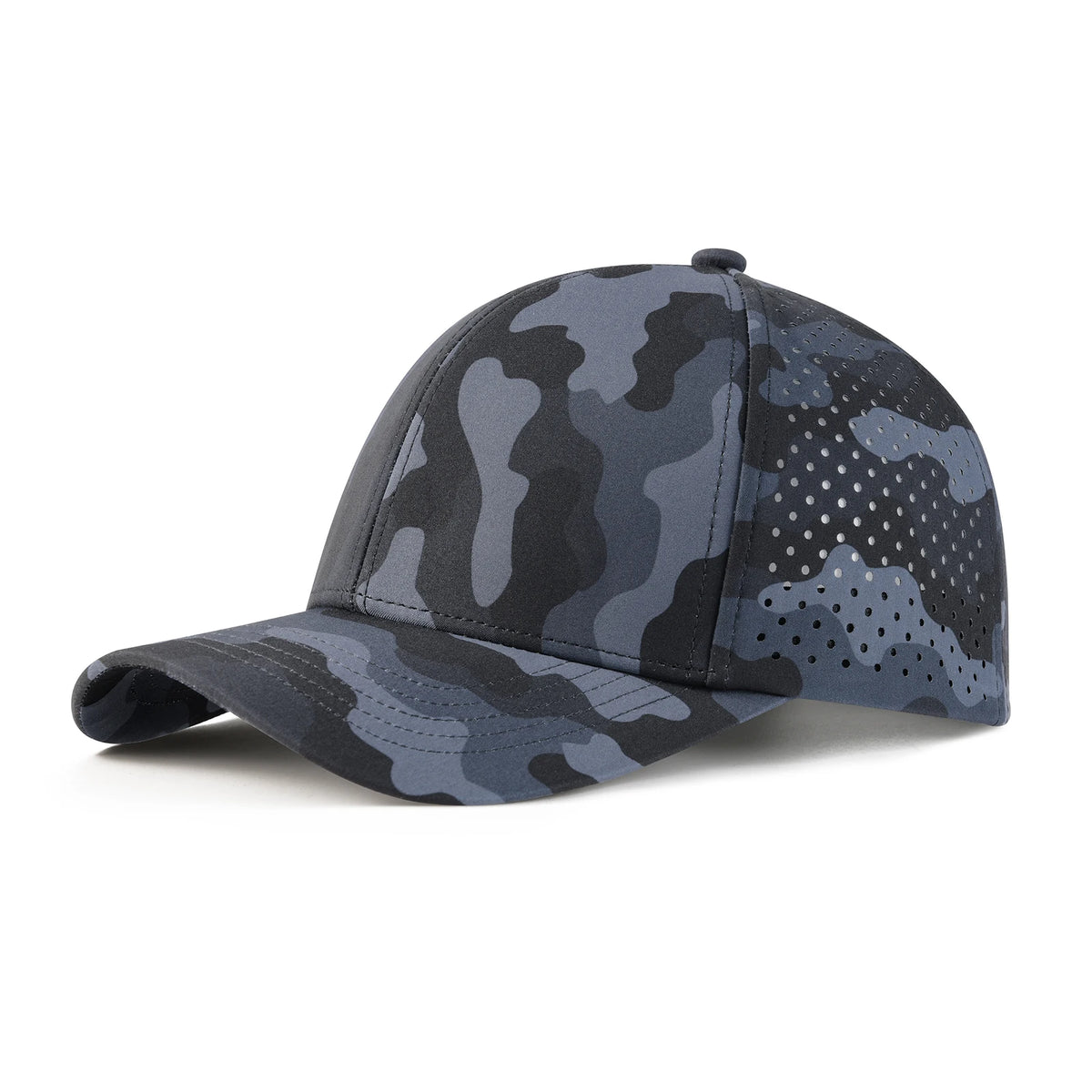 Casquette de baseball pour homme VOBOOM à séchage rapide, en maille découpée au laser, à visière incurvée et fermeture à pression, pour le sport en plein air, la course à pied et les voyages, couleur noire