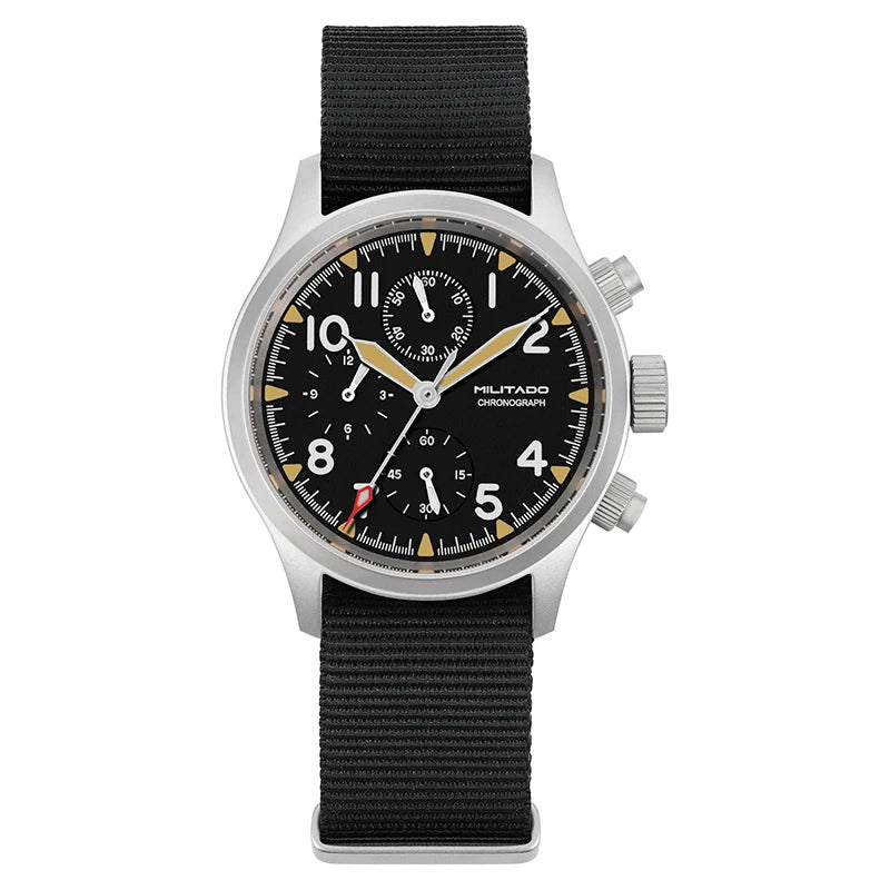 Militado ML1868KF Quartz Watch VK67 Chronograph Movement Military 3 Dial Vintage Watch 100m Waterproof Sapphire Crystal Watches