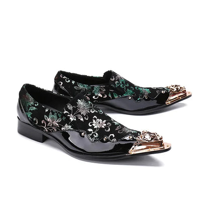 Men Luxury White Gold Metal Toe Oxford Elegant Loafers Slip On Dress Shoes Formal Wedding Party PU Leather Shoes Size 38-46