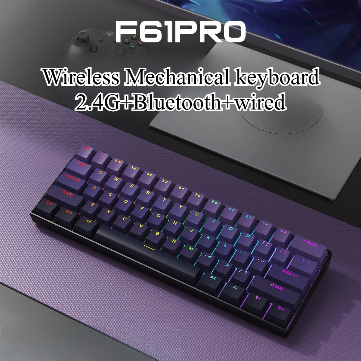 Bluetooth Wireless Mechanical Keyboards RGB Gamer Keyboard for Tablet Mechanical 60% iPad Backlit Mini USB Keyboard