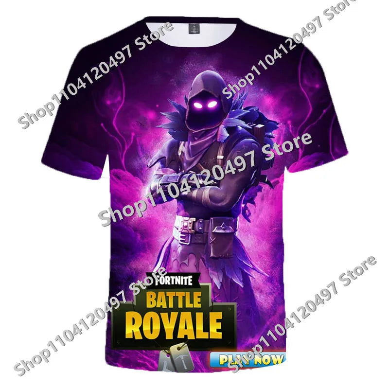 Japanese Anime Fortnite Summer T-shirt for Men Women Battle Royale Short-Sleeved Casual Comfortable Loose Harajuku Streetwear