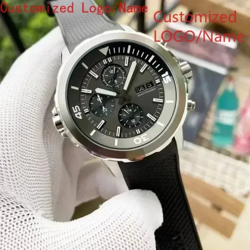 A11 Store Customized Watch Quartz Chronograph Special and External Rotating Bezel Gray Dial Men Watch Full Function Aquatimer