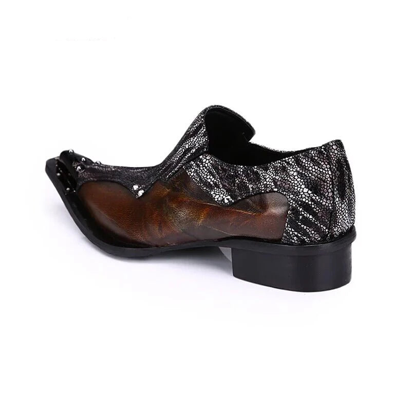 Men Luxury White Gold Metal Toe Oxford Elegant Loafers Slip On Dress Shoes Formal Wedding Party PU Leather Shoes Size 38-46