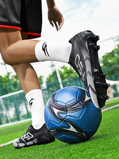AG/FG Football Boots Kids Youth Teenagers PU+Fabric Upper TPU Sole Non-Slip Firm Ground Training