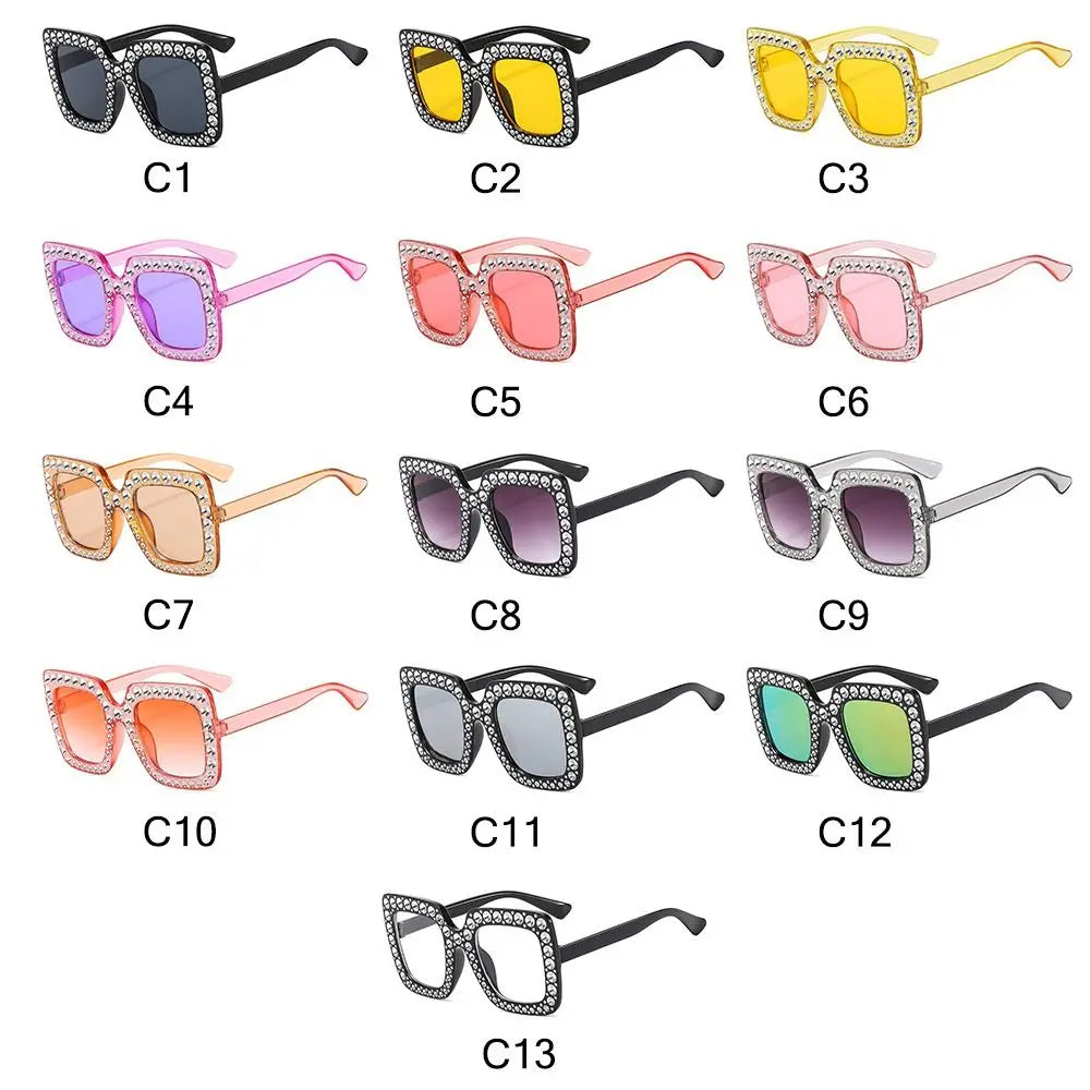 Kids Fashion Sunglasses Square Glitter Children Sun Glasses Boy Girl Stylish Diamond Goggles Baby Shades Party Eyewear UV400