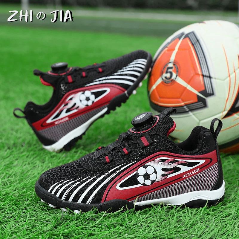 Children's Rotating Buckle Sneaker Students Competition Training Football Shoes Fashionable Lightweight Anti slip Footwear