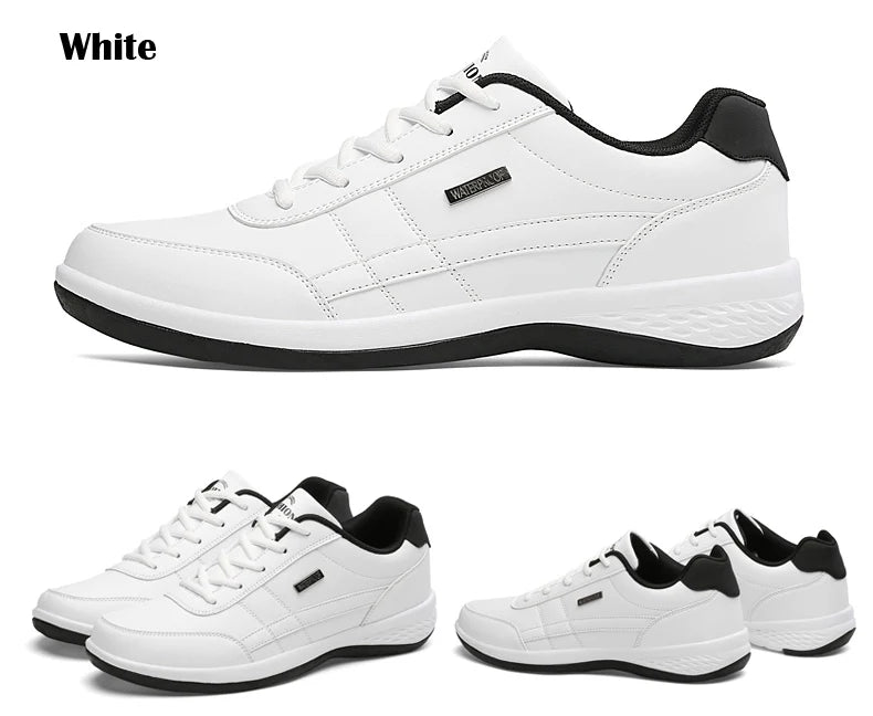 Sapatos para Homem YRZL Primavera Outono Impermeáveis, Ténis de Caminhada em Pele para Lazer e Desporto Masculino, Calçado Antiderrapante para Homem