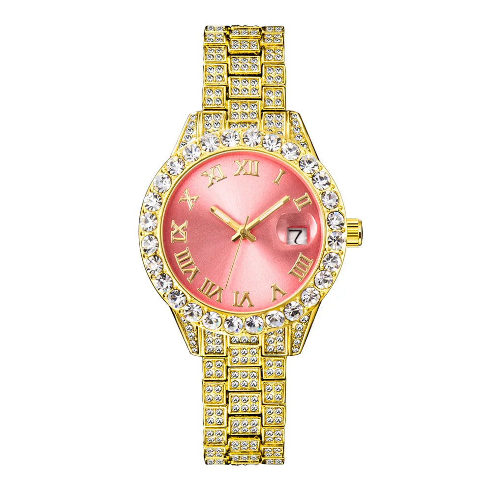 Luxury Jewelry Watch For Women Hip Hop Brand MISSFOX Fashion Waterproof Iced Diamond Quartz WristWatch Ladies Gift Hot Sale