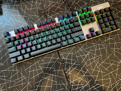 GK410 104 Keys Metal Panel Mechanical Keyboard RGB Light Green Black Tea Axis Esports Full Non-Impact Game Computer Keyboard