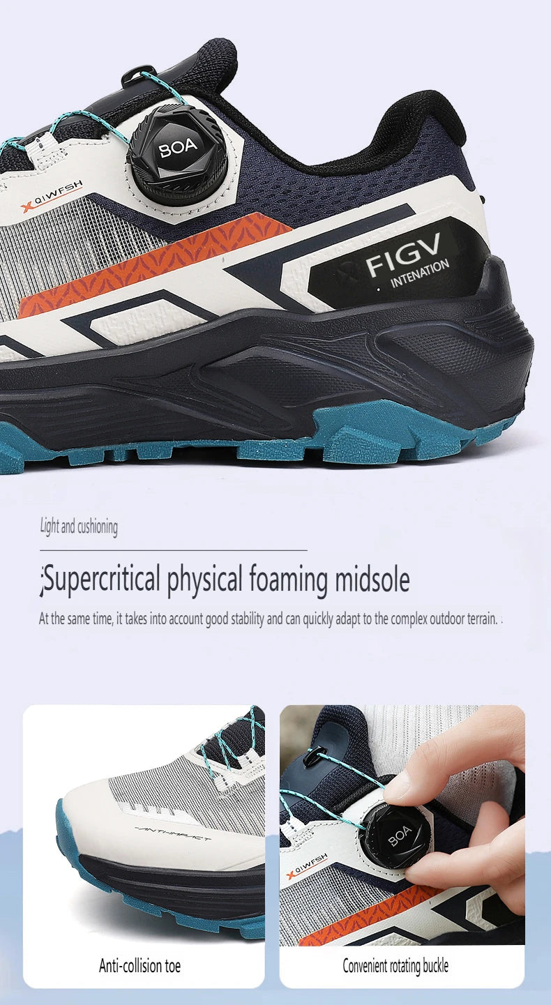Spring & Summer Men's Running Shoes  Outdoor Hiking,Wear-Resistant Trail Shoes with BOA Closure,Breathable Sports & Casual Style