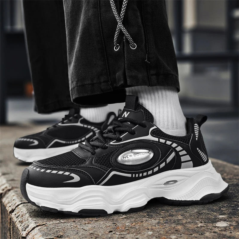 Mens Sports Shoes 2026 New Mesh Breathable Thick Sole Height Increasing Wear-resistant Daily Commuting Versatile Casual Sneakers