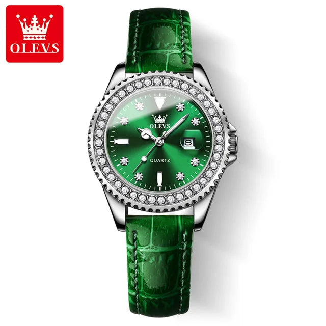 OLEVS 9945 Original Diamond Quartz Watch for Women Luxury Elegant Ladies Watches Stainless Steel Waterproof Women's Wristwatches
