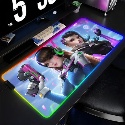 Mouse Pad Gamer Keyboard Pad Overwatch Sombra Desk Mouse Mat LED Carpet Rubber Tapis Souris Gaming RGB Notbook Kawaii Mousepad