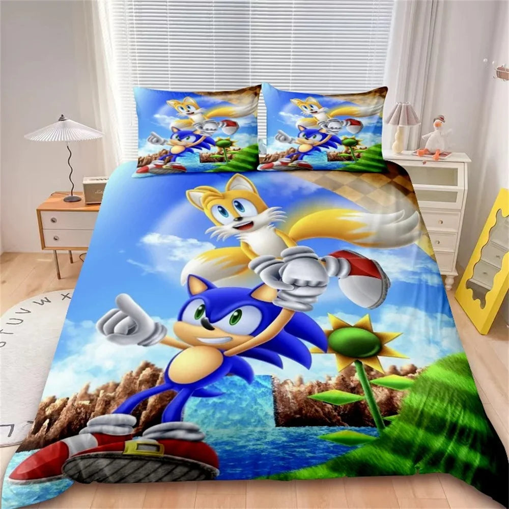 Cartoon Duvet Cover Set Bedding Soft Laundry Cotton S-Sonic-S Film H-HedgehogS 2/3 Piece Set Four Seasons Student Dormitory