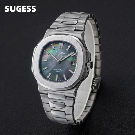 Relógio de Homem Sugess Automático Mecânico Miyota 9015 Mostrador MOP Luminescente Impermeável 5bar Bracelete de Luxo S466