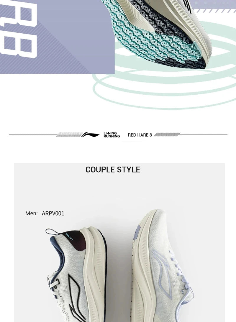 Pantofi de alergare pentru bărbați Li-Ning RED HARE 8, pentru curse, LIGHT FOAM ULTRA, reflectorizanți, cu amortizare și stabilitate, sneakers ușori LiNing ARPV001