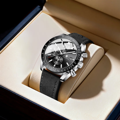SAPPHERO Men Chronograph Watch High Precision Quartz Movement Blue Dial Date Display 50M Waterproof Luxury Sport Wristwatch Gift