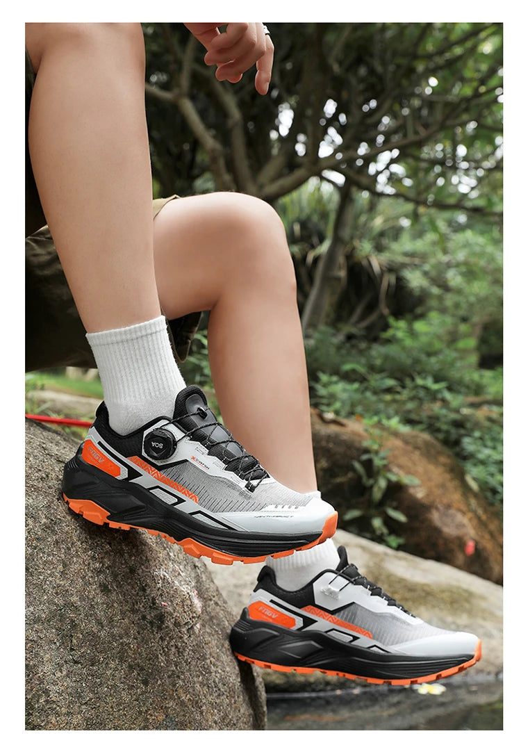 Men's Running Shoes with Rotating Buckle Breathable Mesh Lightweight Sneakers for Men Gym Workout Casual Waterproof Sports Shoes