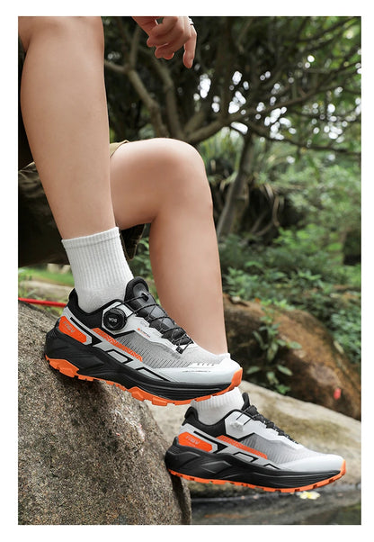 Men's Running Shoes with Rotating Buckle Breathable Mesh Lightweight Sneakers for Men Gym Workout Casual Waterproof Sports Shoes