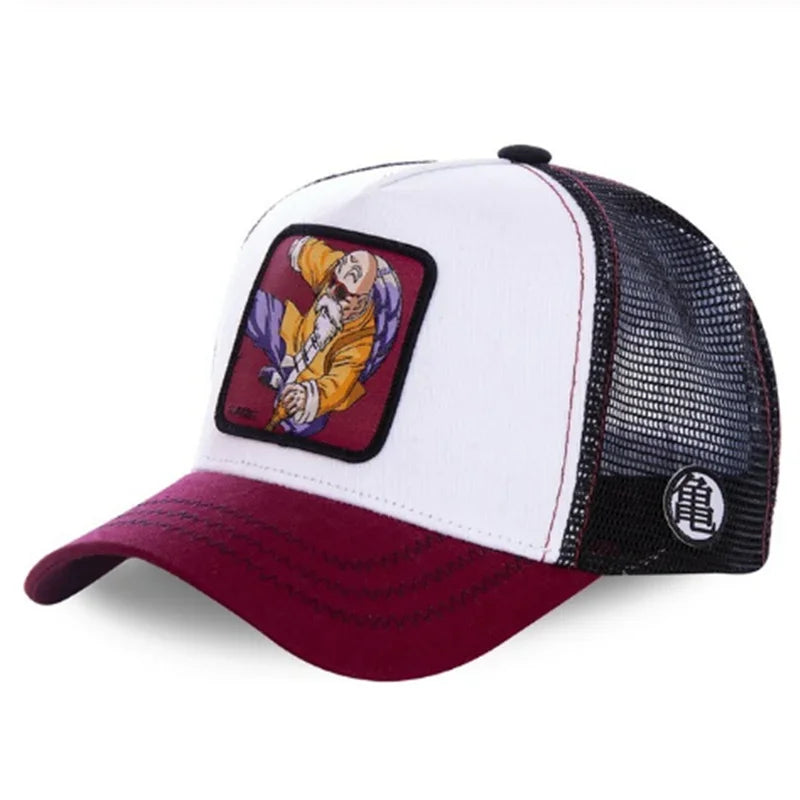 Casquette Dragon Ball Son Goku pour l'été : casquette de voyage à visière, pour homme, brodée, style hip-hop, visière pare-soleil, casquette trucker ajustable en maille