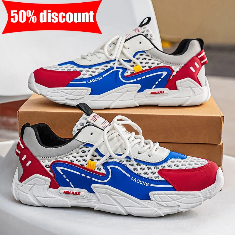 Scarpe sportive da uomo estive in rete, casual e alla moda, con lacci, scarpe da passeggio, nuove, per giovani, comode per gli spostamenti quotidiani, versatili, sneakers