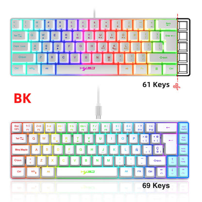 RGB backlit keyboard Russian 69 keys white membrane gaming wired ergonomic Keyboards for compact mini for pc laptop color black