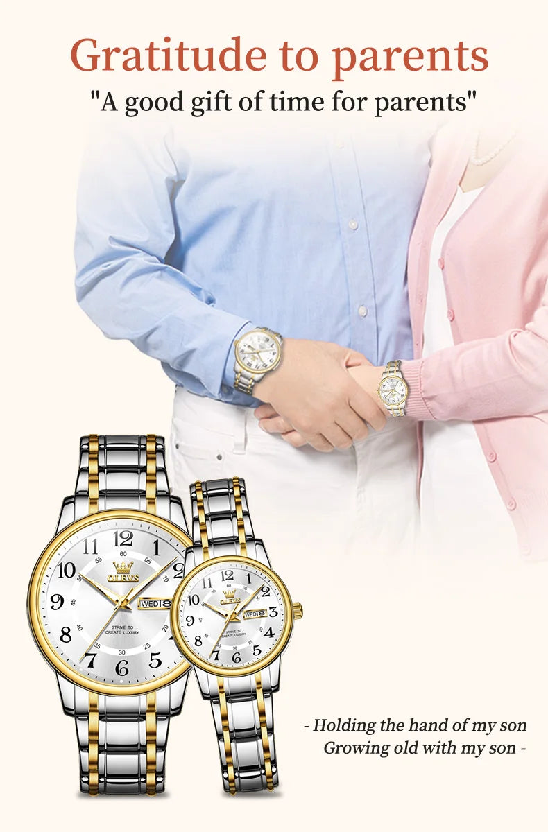 OLEVS 2891 Luxury Brand Fashion Women's Watches Waterproof Luminous Quartz Watch Dual Calendar Stainless Steel Strap Wristwatch