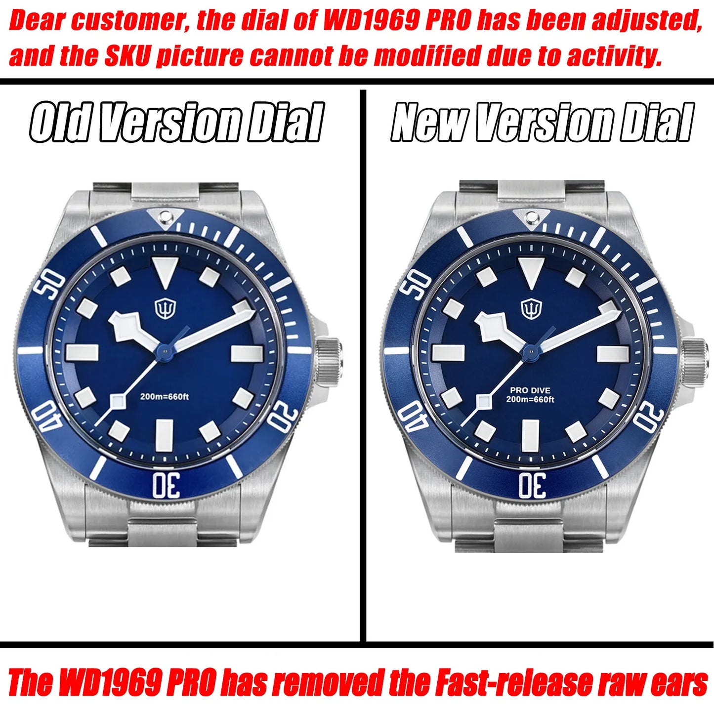 Watchdives WD1969 Pro 38mm Quartz Watch VH31 Sweep Seconds Movement 20Bar Waterproof BGW9 Blue Luminous Sapphire Glass Watches