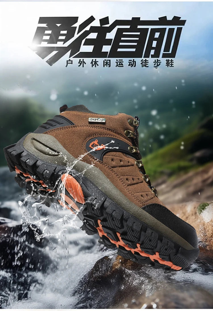 Outdoor trekking shoes autumn winter men waterproof hiking shoes mountain boots genuine leather woodland hunting tactical shoes