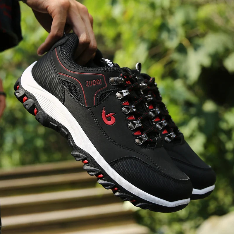 Autumn And Winter Models, Men's Waterproof Hiking Shoes, Outdoor PU Leather Sports Shoes, Wear-Resistant,  Walking, Tactical