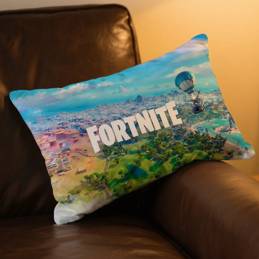 Capa de almofada retangular com logótipo do jogo F-FORTNITE — fronha estampada para cabeceira, sofá, quarto e decoração de casa