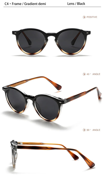 CATERSIDE Round Polarized Sunglasses Men Propionic High Quality Sun Glasses Women Punk Outdoor Driving Fishing Eyewear UV400