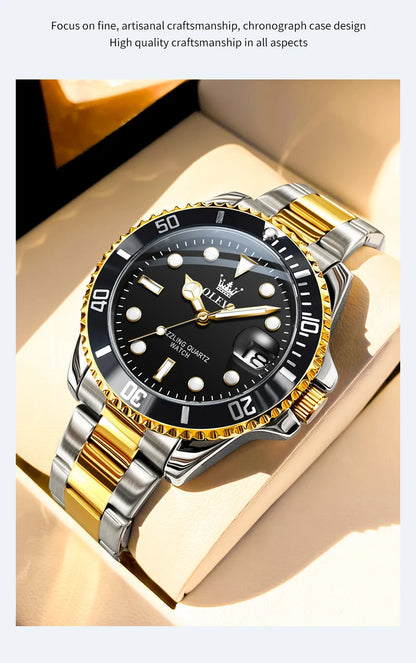 OLEVS 5885 Man Watch Original Brand Waterproof Quartz Watch Stainless Steel Strap Automatic Date Mens Gifts Watches For Man