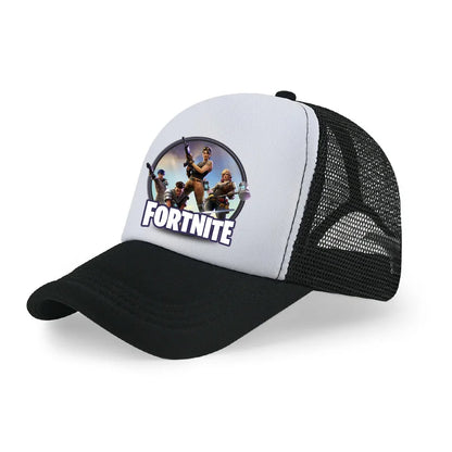 Boné de Basebol Fortnite com Estampa Cartoon do Jogo para Crianças, Boné de Verão em Malha Respirável, Boné Ajustável com Pala, Presente de Aniversário para Crianças