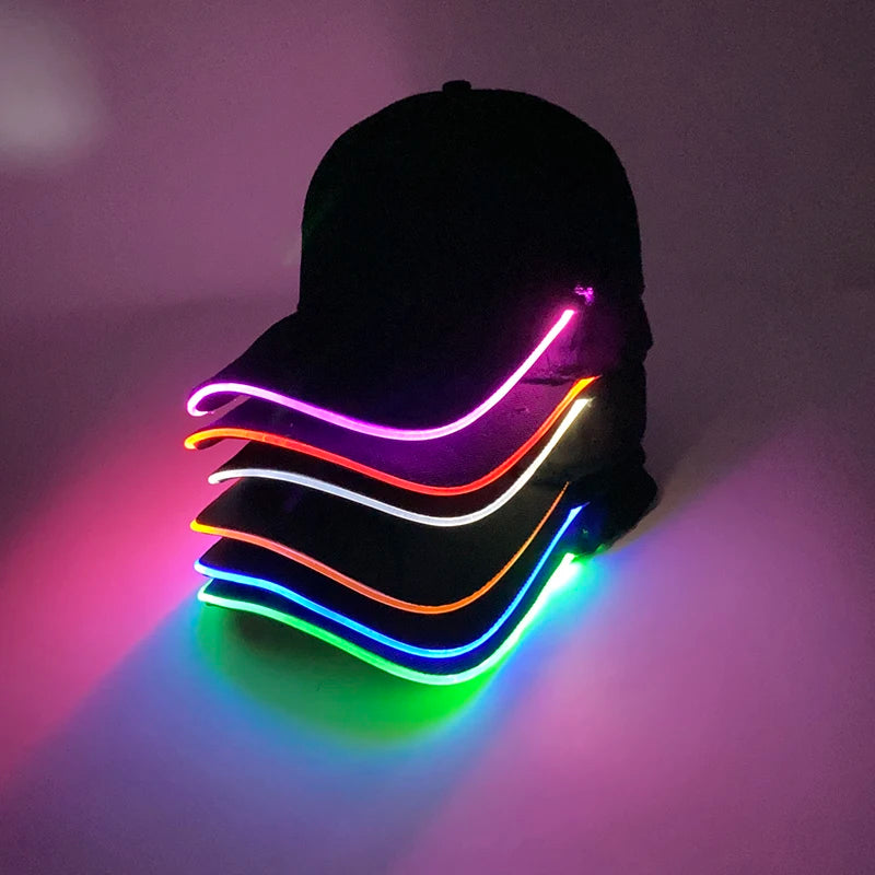 Fashion Glowing Baseball Cap LED Light Up Hiphop Hat Bar Club Props Fluorescent Hat Men Women DJ Dance Supplies Costume