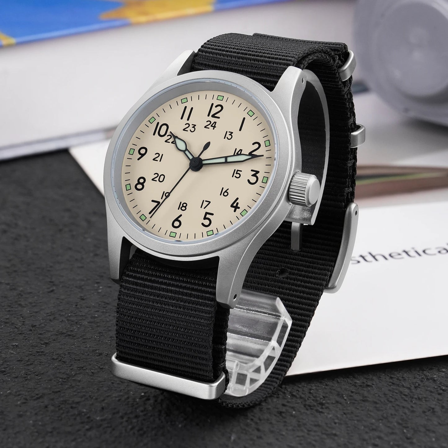 Militado ML05 Military Watch VH31 Sweep Movement Domed Sapphire Crystal Wristwatch High Clear AR Coating 38mm Vintage Watches